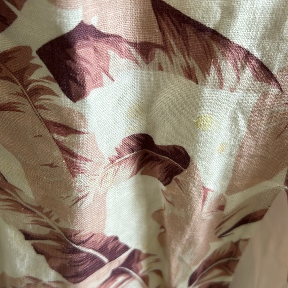 House of Harlow 1960 Linen Blend Midi Dress Pink White Palm Print Size Medium - Picture 5 of 14